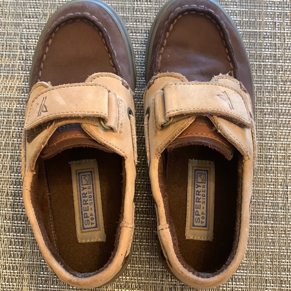 SPERRY Top-Sider Boat Shoes Boys 10 W Harbour H&L Brown Leather